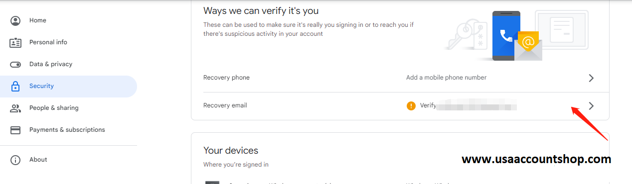 How to modify the recovery email address of Gmail